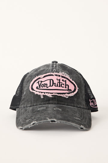 Von Dutch Distressed Trucker Black/Pink