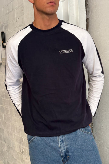 Rusty Dodger Cropped Raglan LS Tee Navy