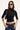 L&t Jacquie Mock Neck 3/4 Sleeve T-shirt Black