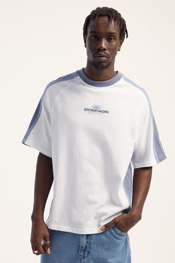 Common Need Pivot Raglan Heavyweight Easy Tee White/Navy
