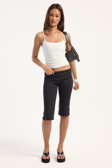 L&t Jersey Fold Over Capri Pant Black