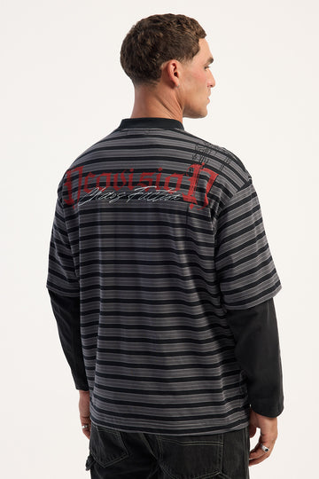 Neovision Vendetta Layered Long Sleeve Tee Black Stripe