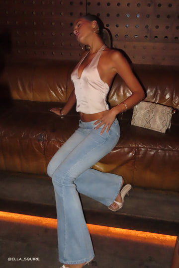 Lioness Hilton Low Rise Flare Jean LIGHT DENIM