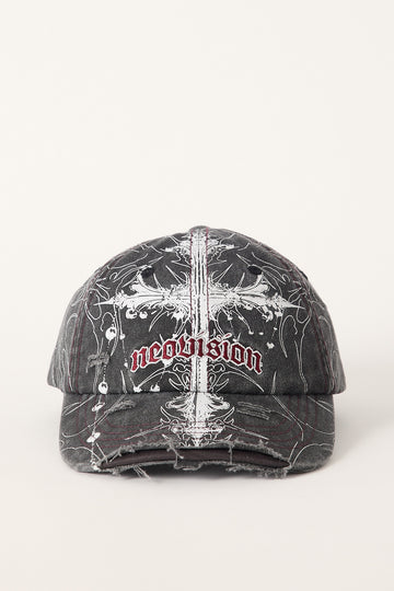 Neovision Crossfall Distressed Dad Cap Washed Black