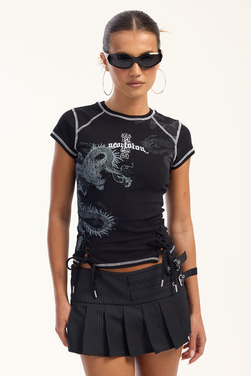 Neovision Smoked Lace Front Baby Tee Black