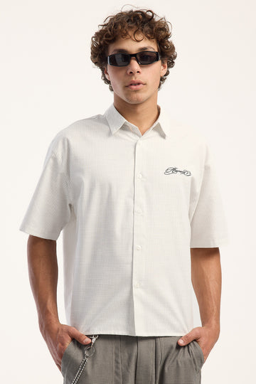 Neovision Disrupt Oversize Cropped Shirt White/Black Stripe
