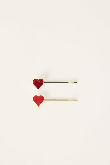 Token Heart Hair Clip Pack Red