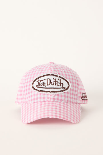 Von Dutch Von Dutch Distressed Plaid Dad Cap Pink