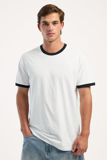 As Colour Staple Ringer Tee White/Navy