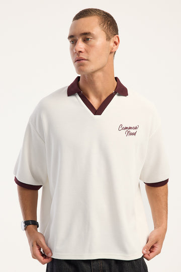 Common Need Flashback Boxy Cropped Polo Off White