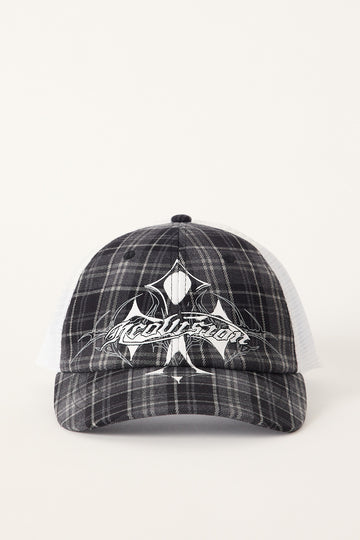 Neovision Brawl Distressed Trucker Cap Black Check