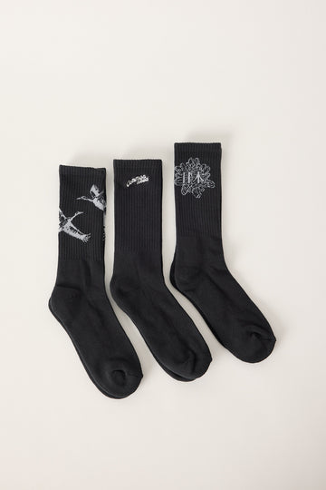 Common Need Sora Sock 3 Pack Off Black