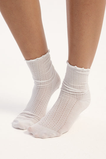Token June Pointelle Socks White
