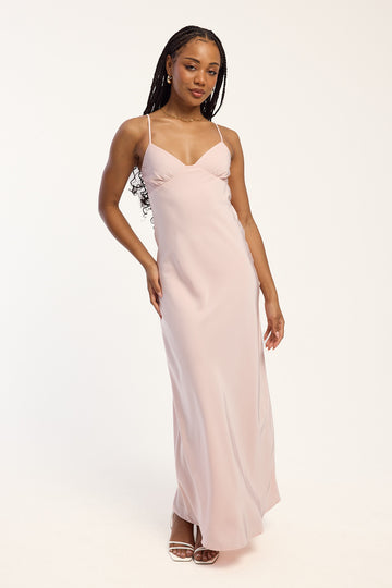 Perfect Stranger Easton Satin Maxi Dress Pink