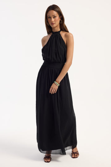 Luck + Trouble Kera Halter Maxi Dress Black