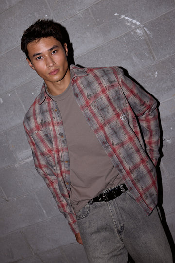 Rusty Full Speed Heavy Flanno Long Sleeve Shirt Vintage Red