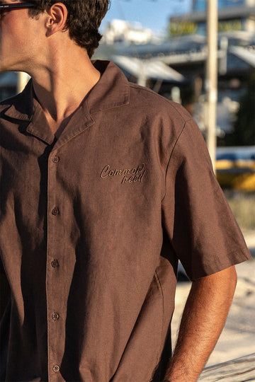 Common Need Sinclair Boxy Resort Shirt Dark Brown