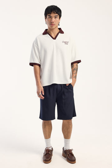 Common Need Beaumont Baggy Tailored Short Navy Pinstripe