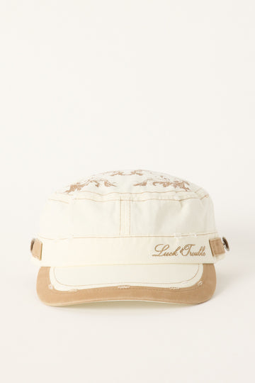 Luck + Trouble Y2K Two Tone Military Cap Cream