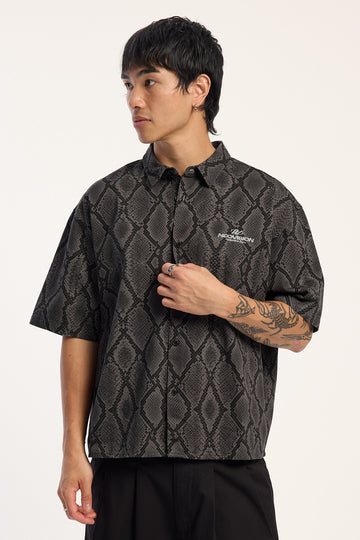 Neovision Venomscale Oversize Cropped Shirt Snake Print