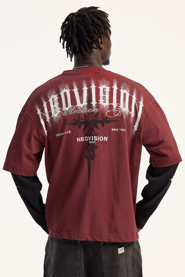 Neovision Catacomb Layered Long Sleeve Tee Dark Red