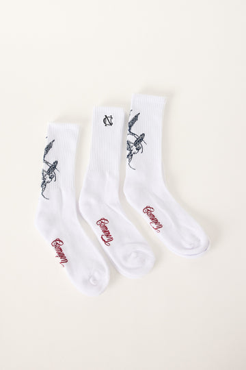 Common Need Skybound Sock 3 Pack White