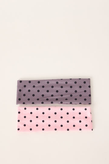 Token Polka Headband 2 Pack Pink and Grey