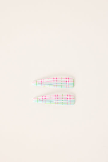 Token Check Pastel Hair Clips Multi