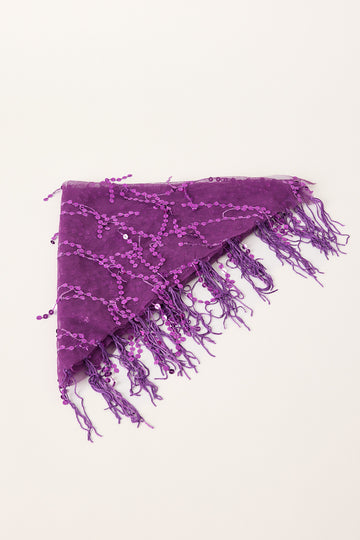 Token Sequin Tassel Scarf Purple
