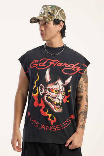 Ed Hardy Destruct Boxy Muscle Washed Black