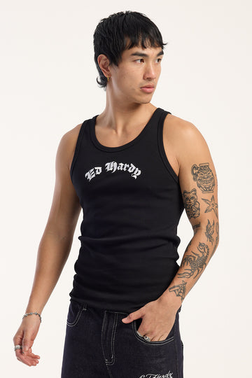 Ed Hardy Signature Ribbed Tank Black
