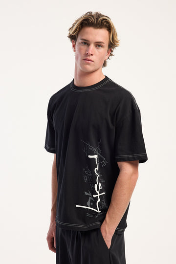 Rusty Crisis Contrast Stitch Cropped Tee Black