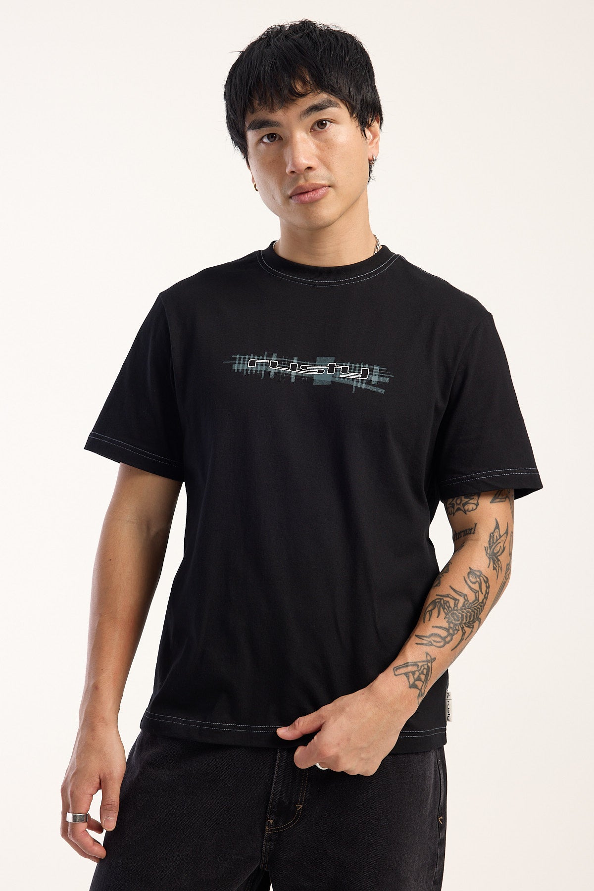 Rusty Panel Tee Rusty Check Wise Slim Fit Tee Black – Universal Store