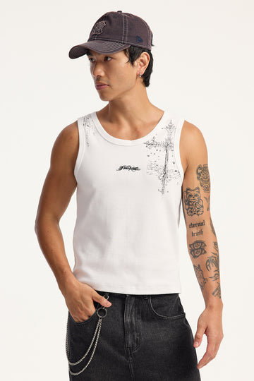 Neovision Crossfall Cropped Singlet Tank White