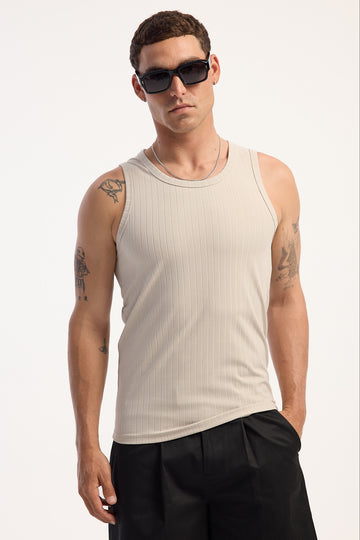 Common Need Baseform Scoop Neck Singlet Tank Light Grey