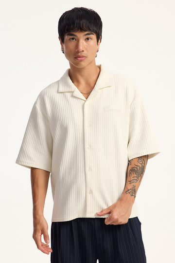 Common Need Alexander Boxy Cropped Resort Collar Shirt White