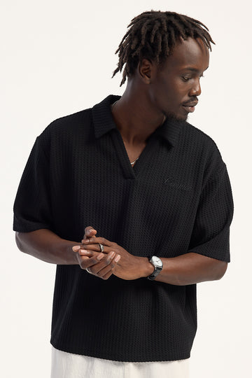 Common Need Alexander Boxy Cropped Polo Black