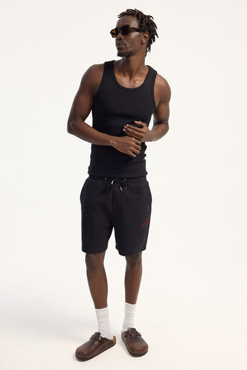 Common Need Crescent Elastic Waist Short Black
