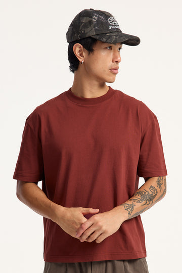Open Archive Organic Accord Slim Fit Tee Burgundy