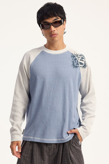 Rusty Shadow Waffle Long Sleeve Tee Sky Blue