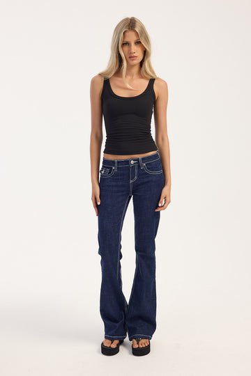 Neovision Outline Low Rise Bootcut Jean Mid Blue Denim