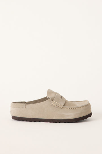 Birkenstock Womens Naples Wrapped Taupe Suede Leather Regular Taupe