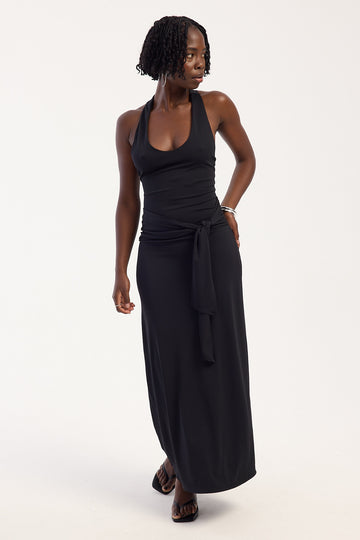 Perfect Stranger Veya Low Back Maxi Dress Black