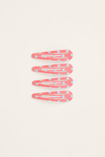 Token Polka Dot Hair Clips Pink
