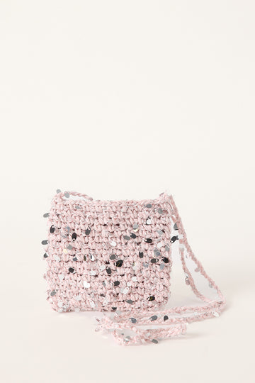 Token Sequin Crochet Mini Bag Pink