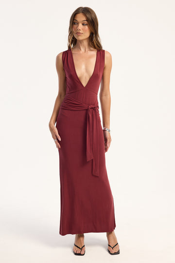 Motel Rohasy Dress Burgundy