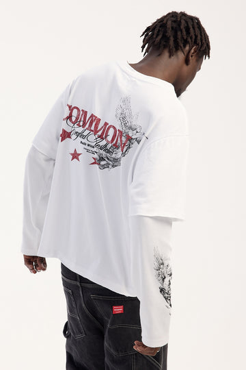 Common Need Herald Signature Layered Long Sleeve Tee White