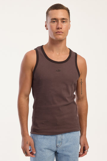 Common Need Rewind Contrast Bind Scoop Singlet Tank Brown