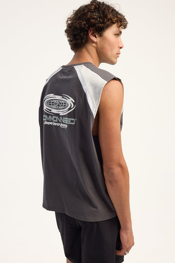 Common Need Scalar Cropped Muscle Tank Off Black/Grey Marle