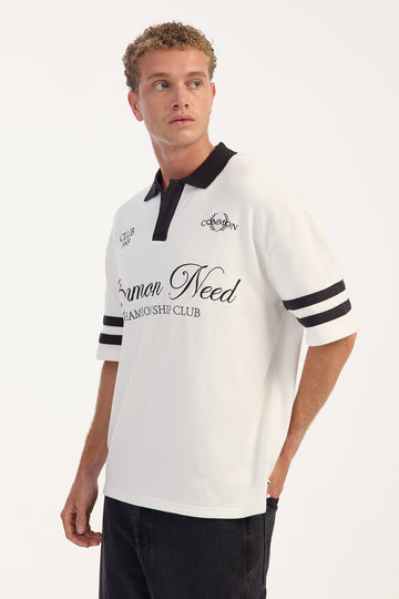 Common Need Valecrest Short Sleeve Rugby Polo White/Black